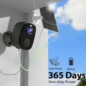 2024 1 Set Solar Battery Security Camera Wireless Outdoor, 2K 3MP Night Vision With Spotlight, Wire-Free Battery Solar Powered, Human Detection, With Solar Panel, PIR Human Detection, 2-Way Talk, Waterproof, SD Card/Cloud Storagelar Cameras