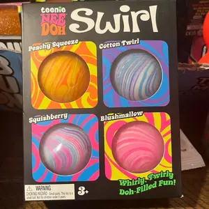 Schylling Teenie NeeDoh Swirl Unisex Fidget Ball Toy Pack of 4 - Durable Silicone, Portable Tactile Squishy, Stress Relief Fidgets, Anxiety Relief Products ($40 per Pack)