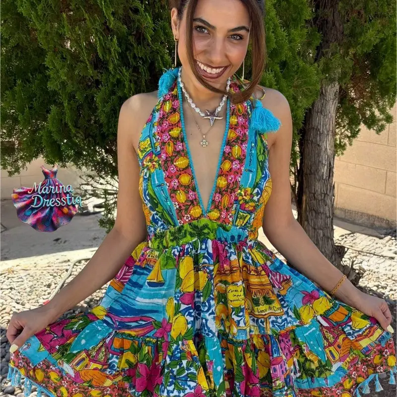 Italian inspired short dress One size 4-14