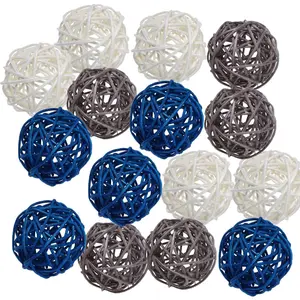 15pcs Big Wicker Rattan Balls -Mixed 3 Colors Decorative Balls for Bowls, Vase Filler, Coffee Table Decor, Wedding Party Centerpieces Confetti
