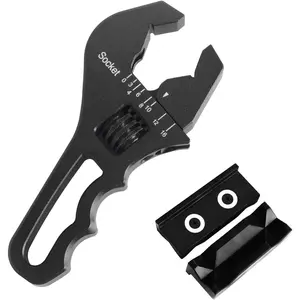 AN Fittings Wrench 3AN-16AN Adjustable AN Wrench Lightweight ,Compact Size,Black (With Nylon 4" Vise  Pads)