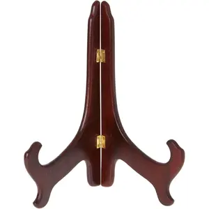 Dark Wood Plate Stand, 11" H x 8.5" W x 6" D (For 10" - 14" Plates)