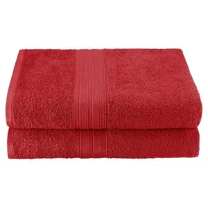 212 MAIN Superior EF-BSHEET CB Eco-Friendly 100% Ringspun Cotton 2-Piece Bath Sheet Set, 34x68 in Absorbent Towel, Cranberry Bathroom Linens, Bath Sheets