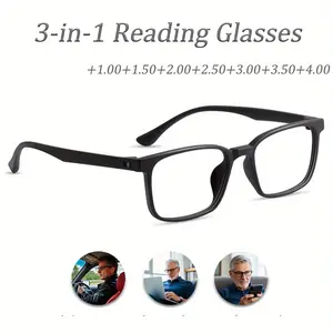 FYTOO 3-in-1 Reading Glasses Set | Full Rim TR Frame + 3 Accessories | Classic Timeless Unisex Design | Feather-Light All-Day Comfort | Perfect Gift for Parents FTLH5209SH&ADD