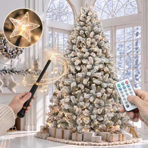 【11 Light-Modes】YITAHOME Pre-Lit Artificial Christmas Tree with Remote Control, 4.5ft/6ft/7.5ft/9ft, Warm White & Multicolor LED Lights, Full PVC Branches, Easy Assembly, Holiday Home Decor