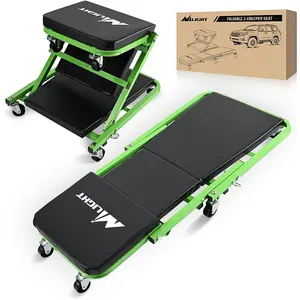 Nilight 36in Z Creeper 2-in-1 Rolling Folding Steel Frame Car Seat, Folding Type High-Density Pad Quick Switch Rolling Seat, 330lbs Max Capacity Green Black Auto Repair Tools for Garage Vehicle Repair