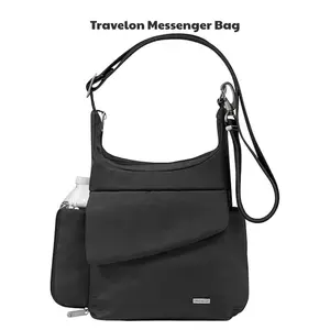 Travel the world with peace of mind, Travelon Anti-Theft Classic Messenger Bag: Slash-resistant, locking straps, & RFID-blocking