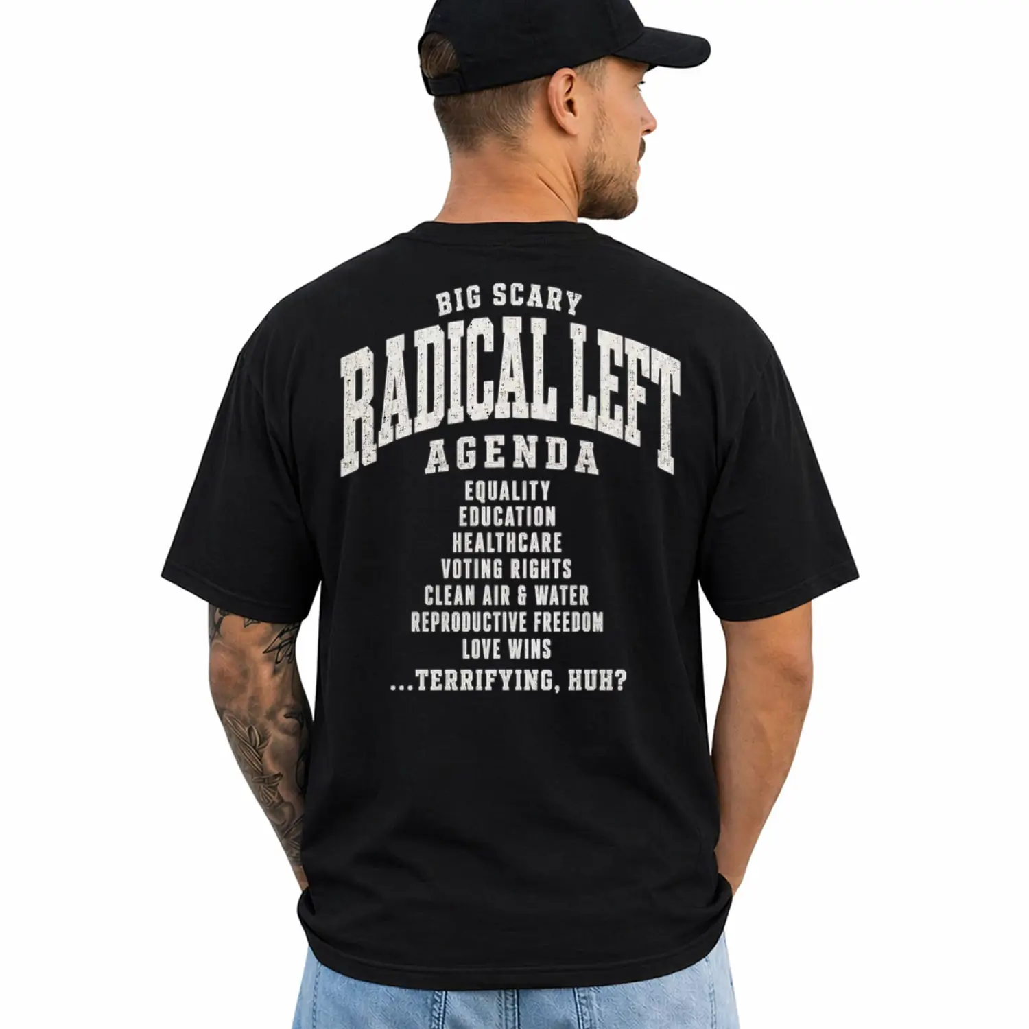 Big Scary Radical Left Agenda T-Shirt, Progressive Graphic Tee, Libera Equality Statement Shirt, Politica Activist Gift, Short Sleeve Printed Graphic Shirt, Daily Casual Cotton Menswear