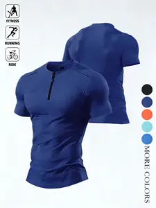 Men’s Quick-Dry Half-Zipper Compression Fitness T-Shirt – Breathable Athletic Top Suitable for Fitness, Running, and Cycling, Slim Fit Short Sleeve