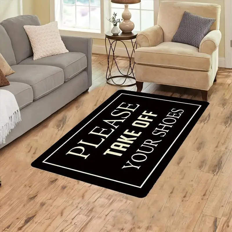 Letter Pattern Door Rug, 1 Piece Non-slip Door Mat, Decorative Door Carpet for Home Living Room Entrance, Home Decor