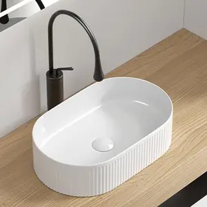 【SAVEYOUR】 Oval Bathroom Sink Above Counter 19" x 12" White Porcelain Vessel Sink Modern Vanity Bowl Art Ceramic Wash Basin Durable Non-Porous Surface Easy Maintenance