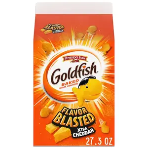 Xtra Cheddar Cheese Crackers – Flavor Blasted Crunchy Snack, Bold Cheesy Baked Crackers, Family Size Carton, 27.3 oz