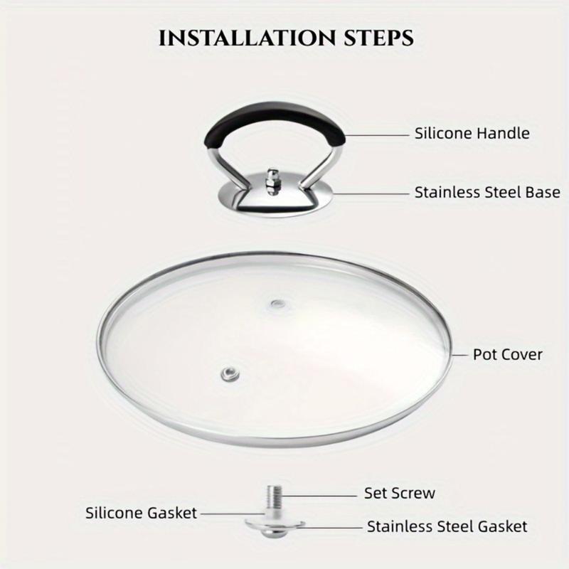 2pcs Stainless Steel Pot Lid Handle Set with Silicone Heat-Resistant Grip and Installation Screws - Cookware Replacement Top Handle, Durable Pot Lid Accessories for Kitchen Cooking Equipment 2pcs Stainless Steel Pot Lid Handle Set with Silicone Heat-Resistant Grip and Installation Screws - Cookware Replacement Top Handle, Durable Pot Lid Accessories for Kitchen Cooking Equipment