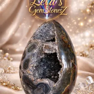 Lela's GemStonesZ Guardian Series Orb Garden Portal Natural Agate Druzy Cave Freeform Luxury Style Collector's Display Piece