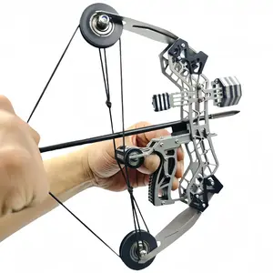 Upgraded Stainless Steel Mini Compound Bow and Arrow Set - 4 Arrows, Portable, Fun Entertainment Gear for Beginner Archery Practice, Compact Durable Ideal Gift (Sports & Outdoor Archery Equipment)