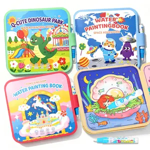 K'ONLE Reusable Water Painting Books  –  Magic Water Reveal Coloring Books with Water Pens (Fairy Tale, Animal & Dinosaur) No-Mess Coloring & Reusable Fun Travel Activity