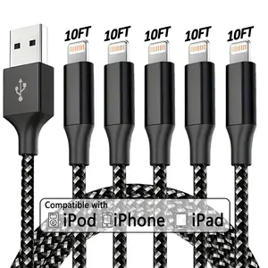 12W 10FT [MFi Certified] Nylon Braided USB-A for Lightning Fast Charging Cable Compatible with Apple iPhone 14 13 12 11 Pro Max XR XS X 8 7 6 Plus SE iPad Mini