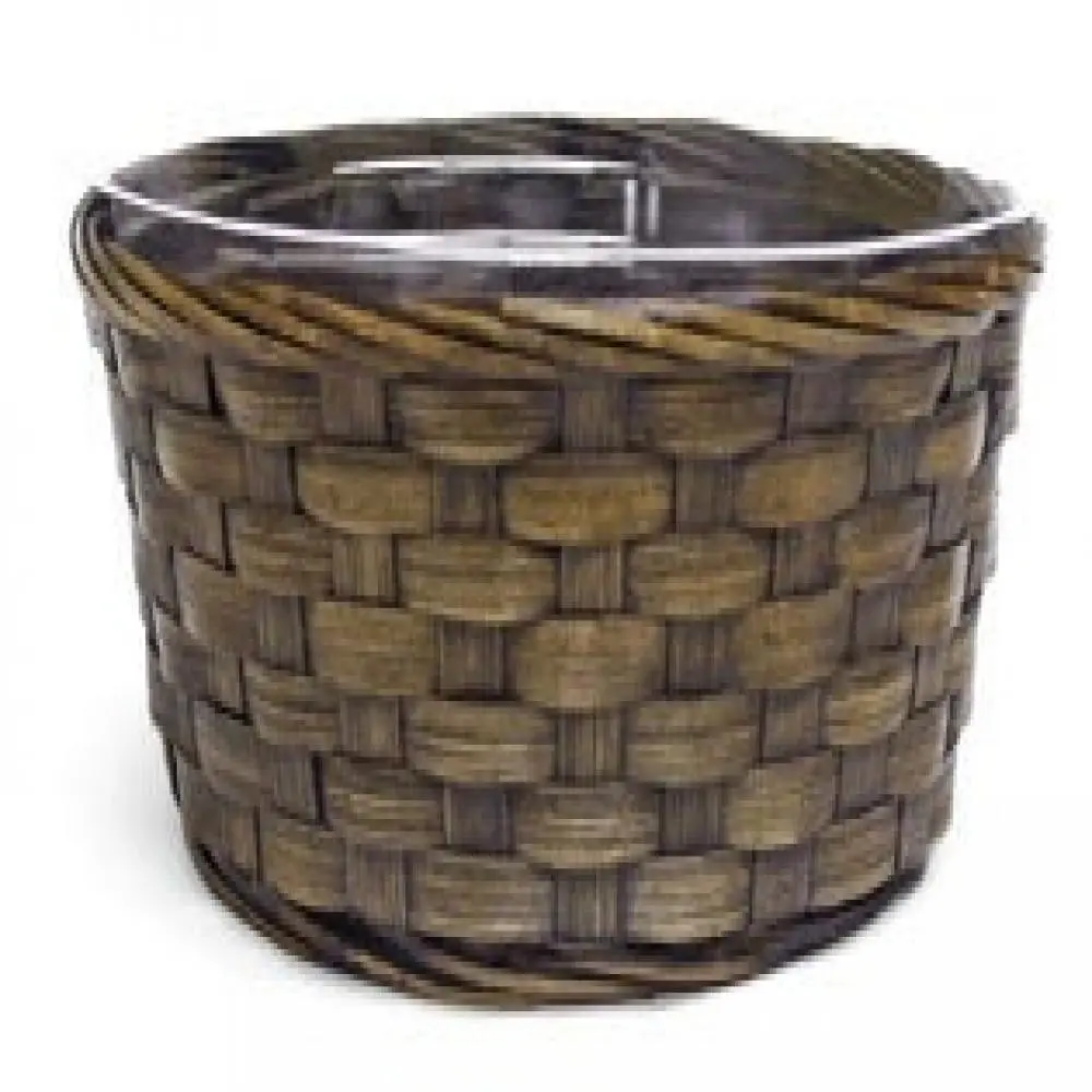 212 MAIN MDR Trading AI-2025GB-Q02 4 in. Cotton & Wood Basket Weave Storage Basket Set of 2, Brown Home Organiser Container for Gift Storage