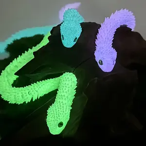 3D Printed Poseable Glow-In-The-Dark Snake, Flexible Joints, Luminous Eyes, UV Blacklight Reactive, Spooky Halloween Prank, Festive Decor, Decorative Piece, Decoration