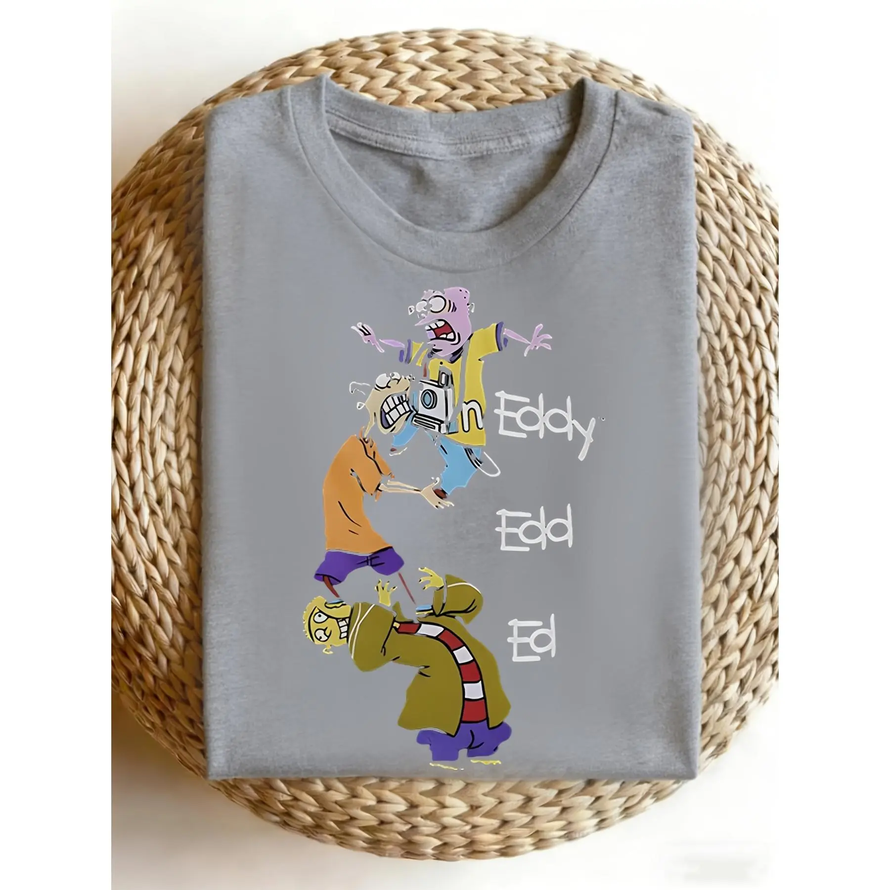 GGOR Men' Retro 90 Eddy, Edd, Edd Graphic T-Shirt - Vintage Nostalgic Tee Suitable for Fans, Machine Washable Round Neck Shirt with Iconic Animated Characters, Casual Wear for Everyday Outfits & Themed Events