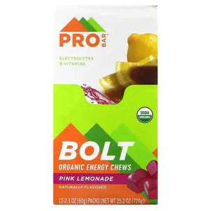 ProBar Bolt, Organic Energy Chews, Pink Lemonade, 12 Packs, 2.1 oz (60 g) Each