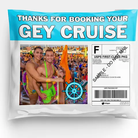 Gey Cruise Prank Mail Package - Hilarious Gag Toy, Funny Gifts for Guys - High-Reaction Practical Joke Item (Thank for Booking Themed)