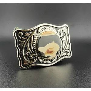 Vintage Buckle with Handcut Picture Jasper