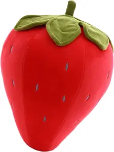 Strawberry Plush Red Cute Stuffed Strawberry Toy Fruit Pillow for Kids, 9 inch
