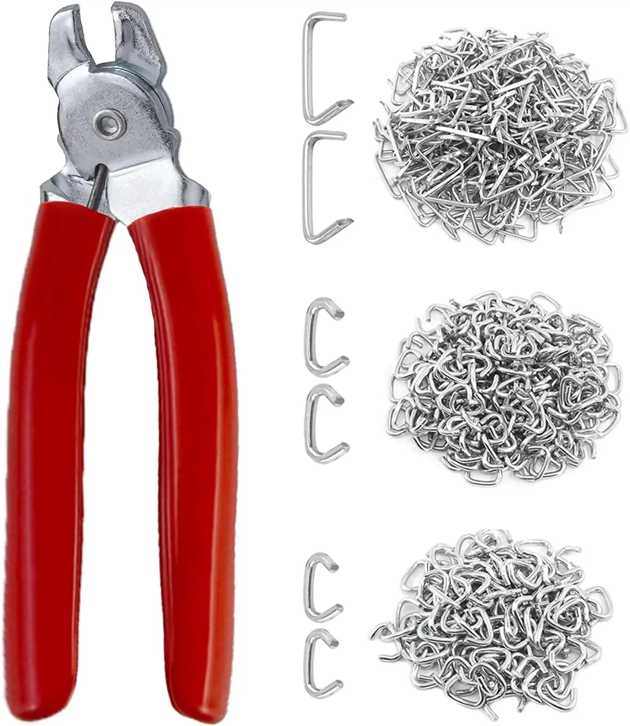 Hog Ring Pliers Set with 300 Galvanized Rings – 100 Count 3/4", 1/2" & 3/8" Sizes for DIY Crafts, Seat Covers, Railings (Tools & Hardware Hand Tools), 100 Count Of 3/4" Hog Rings