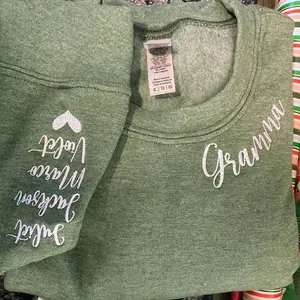 Custom Nonna Sweatshirt with Embroidered GrandKids Names on Sleeve,  Gift for Nonna, Minimalist Nonna Crewneck