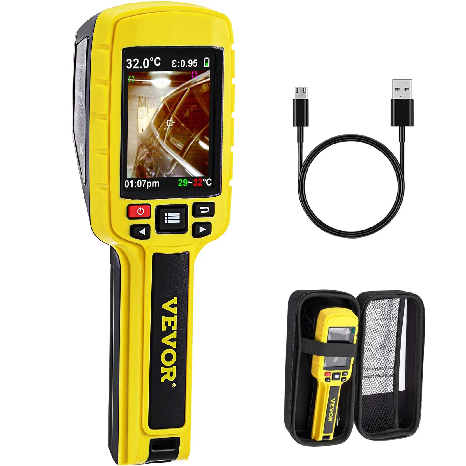 VEVOR Thermal Imaging Camera with LCD Thermometer, 60x60 (3600 Pixels) IR Resolution, 2.8" Color Display, Built-in SD Card & Li-ion Battery, USB-Enabled, for HVAC, Electrical Detection, Home Inspection