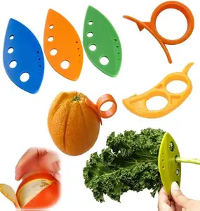 3 Herb Stripper + 2 Citrus Peelers - Kale Tool Rosemary Dill Orange Grapefruit Lemon Slicer Skin Remover Scoring Blade Kitchen Set Holes Utensils