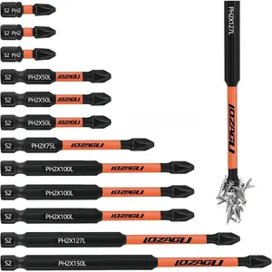 12-Piece Phillips Bits #2 Impact Magnetic, S2 Steel, 1 2 3 4 5 6 Inch Long 2 Phillips Bits Set, 1/4 Hex Shank Phillips Head Drill Bits cross high screwdriver drill bit