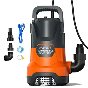 Sump Pump Clean/Dirty Submersible Water Draining Pump 1.2HP 5000GPH Electric Portable Thermoplastic Transfer Pumps for Pool Basement Garden Spa Hot Tubs Pond Yard