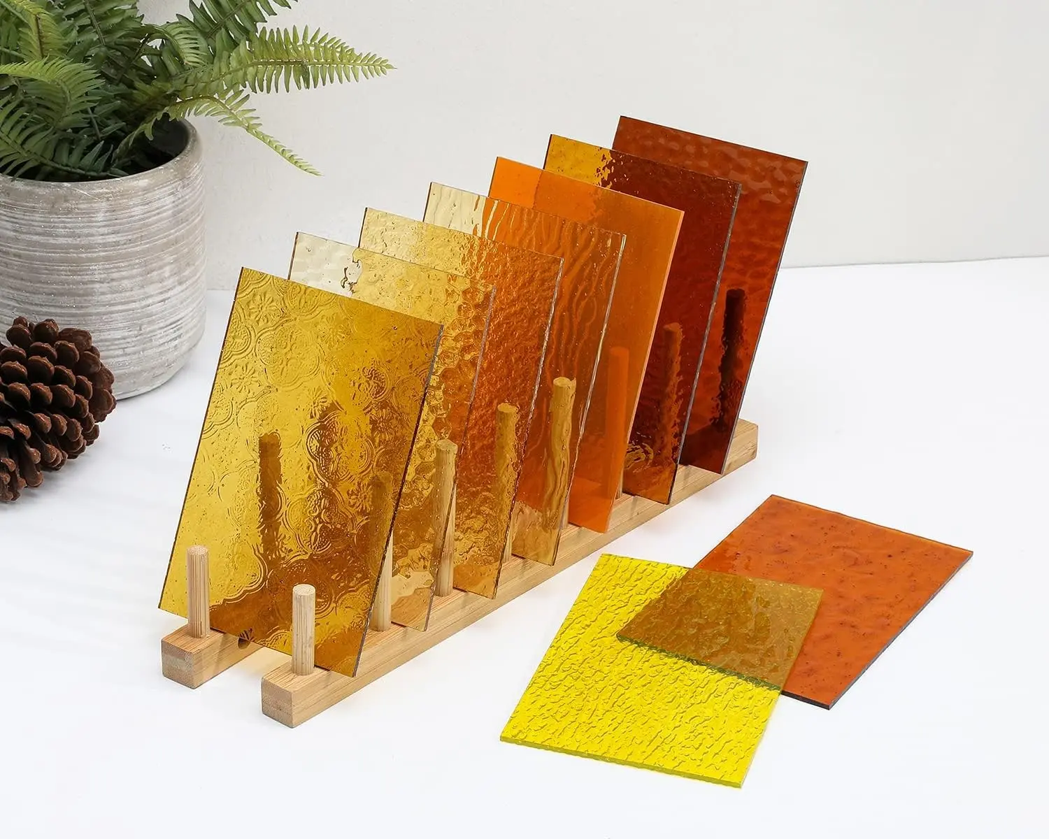10 Sheets Transparent Stained Glass Sheets, 4x6 inch Colored Textured Cathedral Glass for Pack Glass Mosaic Art Crafts,Amber