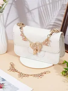 Black Ribbon Bow Metal Chain Cute And Sweet Style Accessory Pendant With 3d Bow And Heart Charm Can Be Used As Bag Chain Or Clothing Decoration Suitable For Daily, Date, And Work Outfits