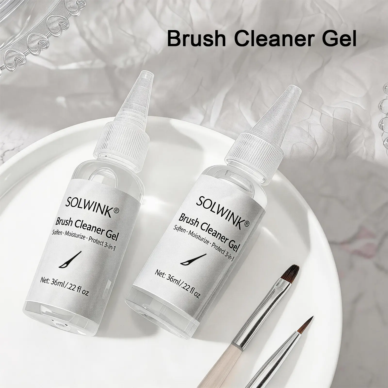 SOLWINK Nail Brush Cleaner Gel Nail Brushes Cleaner for Solid Gel Polish Brush Clean