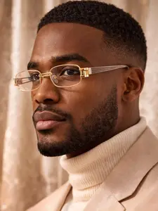 minimalist frameless  gold glasses-premium lens fashion eyewear-luxury unisex style