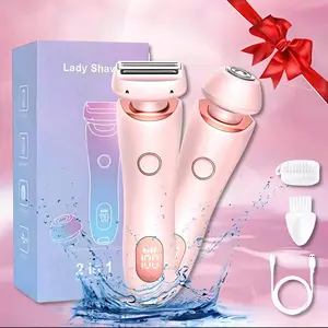 Women's Waterproof Electric Shaver, Pain-Free Hair Removal Razor, Rechargeable for Face Lips Arms Legs Underarms Bikini Area, Multifunctional Hair Shaver