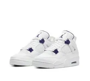 Metallic Purple Mid-Top Basketball Shoes Retro Trendy Casual Versatile Sneakers