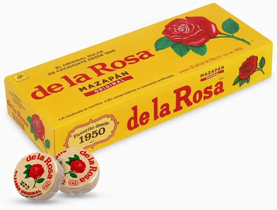 De La Rosa Mazapan Original Style DLR Mexican Traditional Peanut GIANT Candy 20 Count Individually Wrapped Sweet Snack Classic Flavor Bonbon