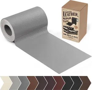 Leather Repair Patch, 4 x 63In Self Adhesive Leather Repair Tape for Furniture, Vinyl Repair Tape for Repairing Vinyl, Couch, Sofa, Car Seats, Car Interior (Gray)