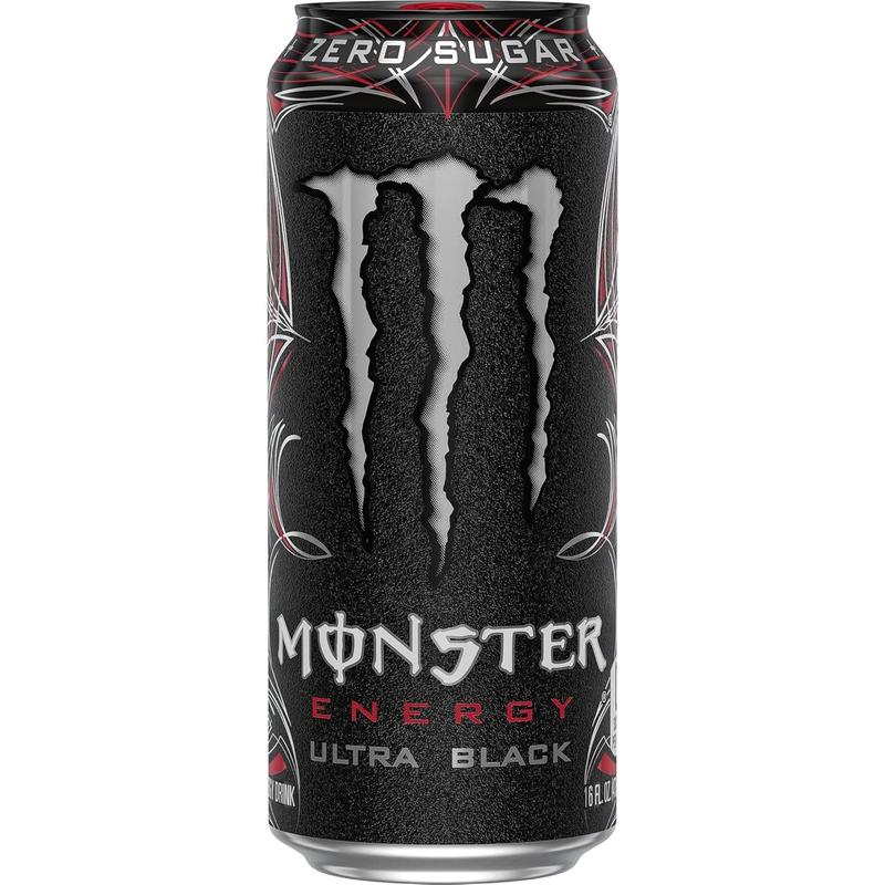 Monster Energy Ultra Black, Sugar Free Energy Drink, 16 Ounce (Pack of 15)