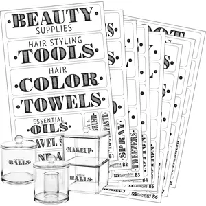Farmhouse Bathroom Label Stickers - Water-Resistant Preprinted PVC Labels -  & Laundry Room Organization - Bathroom Storage & Container Tags - Pack of 72, Black  Clear