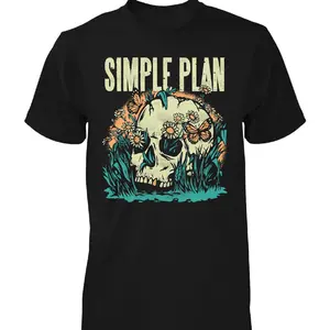 Simple Plan band Skull Unisex Short Sleeve New Black T-Shirt Cotton Fabric