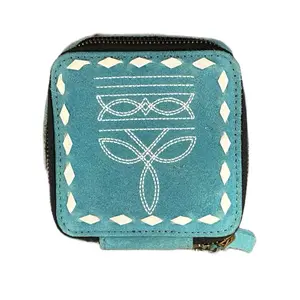 Suede Stitched travel size jewelry box-Full zip
