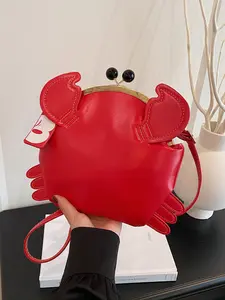 Fashionable Cartoon Crab Shaped Shoulder Bag, Cute Crossbody Bag for Women, Simple and Cute Niche Style Women's Bag for Daily Commuting, Shopping, Going Out