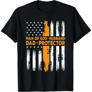 Jesus God Religious Man of God Husband Dad Protector T-Shirt Printed short sleeves