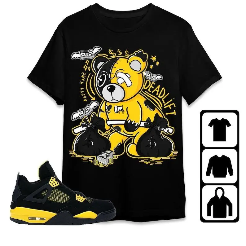 AJ 4 Thunder Unisex T-Shirt, Tee, Deadlift BER, Shirt To Match 4s Thunder Lightning Yellow