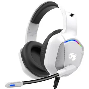 Gaming Headset with Microphone for Pc,  One Series X/s, Ps4, Ps5, , Stereo Wired Noise Cancelling Over-Ear Headphones with Mic, RGB, for Computer, Laptop, , , Gamer (White)